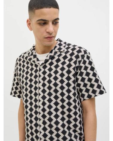 JACK & JONES SHORT SLEEVE TEXTURED SHIRT BLACK - MODEL 12285392 NEGRO