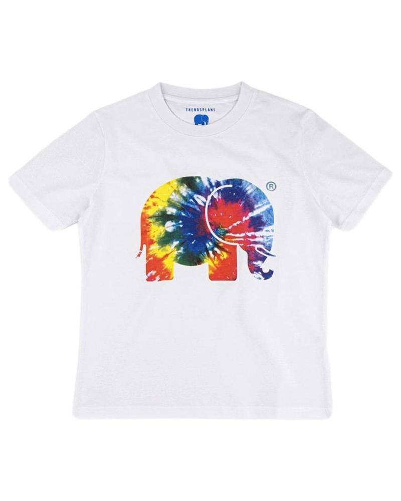 TRENDSPLANT T-SHIRT 029940WTDT WEISS MIT MEHRFARBIGEM ELEFANTENPRINT BLANCO