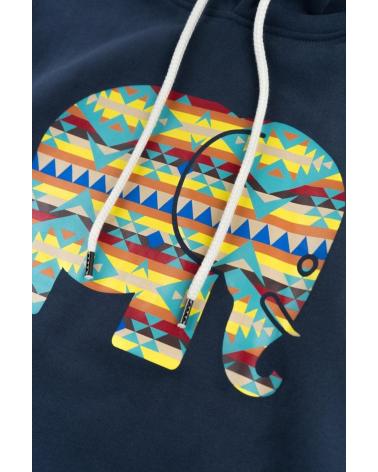 TRENDSPLANT KAPUZENPULLOVER 029010MNAH BLAU MIT ETHNISCHEM ELEFANTEN-PRINT AZUL