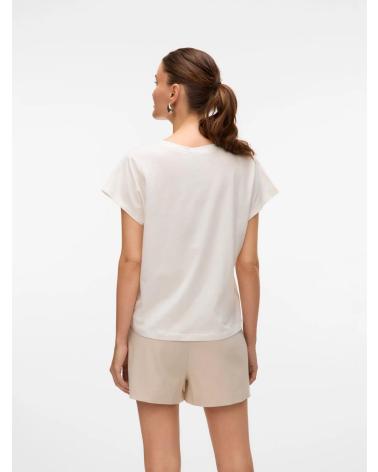 VERO MODA CAMISETA BLANCA CON DETALLE CALADO EN MANGA 10325735 BLANCO