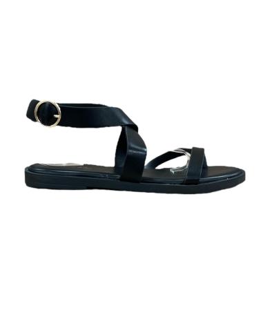 SANDALIA PLANA CALZADOMANIA CON HEBILLA LATERAL NEGRA NEGRO