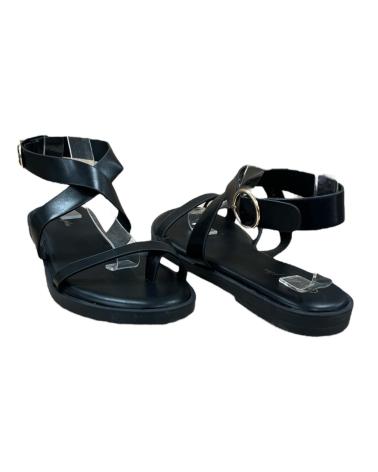 SANDALIA PLANA CALZADOMANIA CON HEBILLA LATERAL NEGRA NEGRO