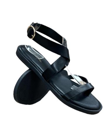 SANDALIA PLANA CALZADOMANIA CON HEBILLA LATERAL NEGRA NEGRO