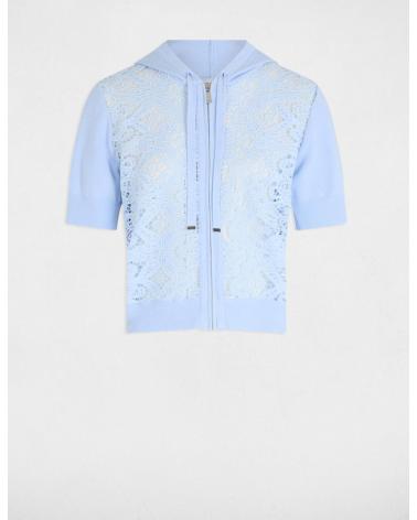 CÁRDIGAN MORGAN DE MANGA CORTA CON CAPUCHA AZUL - MODELO 251-MJIVI AZUL