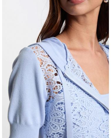 MORGAN KURZARM-CARDIGAN MIT KAPUZE BLAU - MODELL 251-MJIVI AZUL