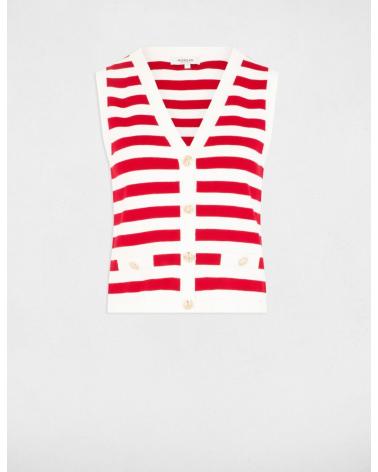 Inicio-MORGAN-CARDIGAN-SIN-MANGA-A-RAYAS-BLANCO-MUJER-251-MKIVA-ROJO