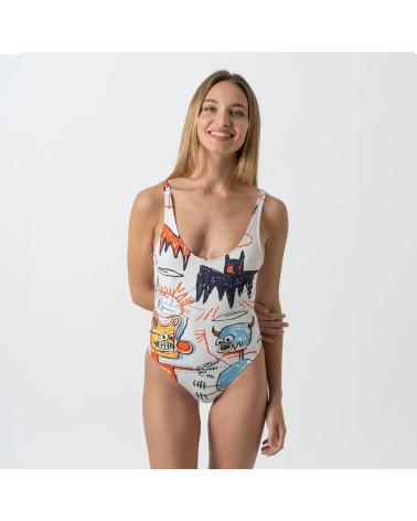 JIMMY LION BANADOR DE MUJER BASQUIAT BATMAN BLANCO