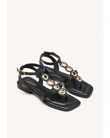 GIOSEPPO EPPING 74347 BLACK SANDALS | GREEK STYLE WITH METALLIC RINGS NEGRO