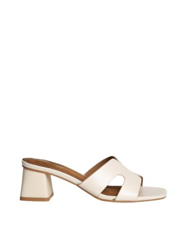SANDALE CORINA M5370 À TALON CARRÉ MOYEN BLANC BEIGE BEIGE