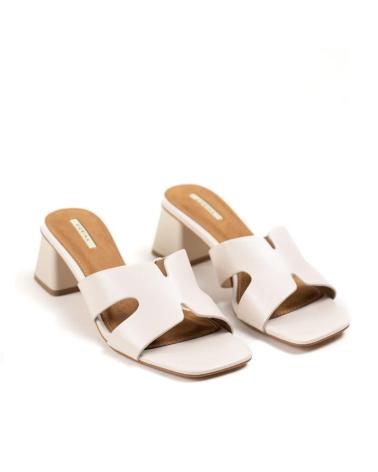 SANDALE CORINA M5370 À TALON CARRÉ MOYEN BLANC BEIGE BEIGE
