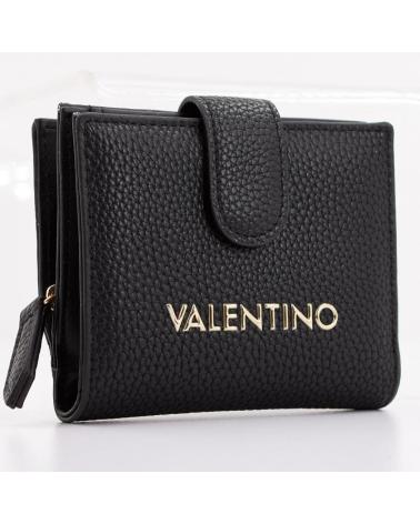CARTEIRA COMPACTA VALENTINO LADY SYNTHETIC PRETA COM LOGOTIPO DOURADO NERO