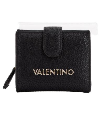 PORTAFOGLIO COMPATTO VALENTINO LADY SYNTHETIC NERO CON LOGO DORATO NERO