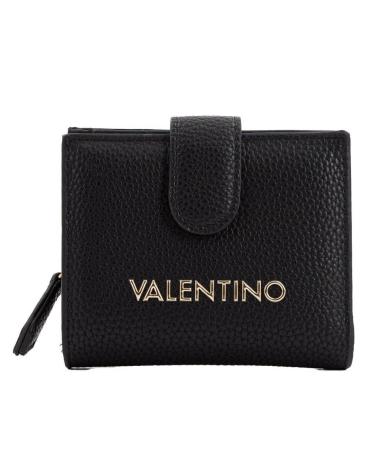 PORTAFOGLIO COMPATTO VALENTINO LADY SYNTHETIC NERO CON LOGO DORATO NERO