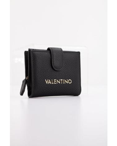 PORTAFOGLIO COMPATTO VALENTINO LADY SYNTHETIC NERO CON LOGO DORATO NERO