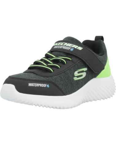 SKECHERS BOUNDER-DRIPPER DROP BKLM - TÊNIS PRETOS COM DETALHES VERDE NEON BKLM