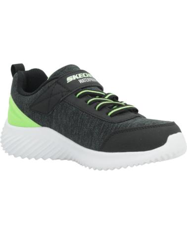 SKECHERS BOUNDER-DRIPPER DROP BKLM - TÊNIS PRETOS COM DETALHES VERDE NEON BKLM