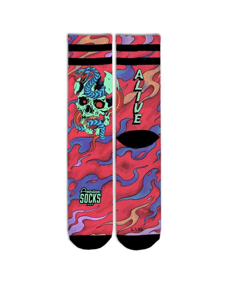 AMERICAN SOCKS DEAD AND ALIVE SOCKEN ROT MEHRFARBIG MULTICOLOR