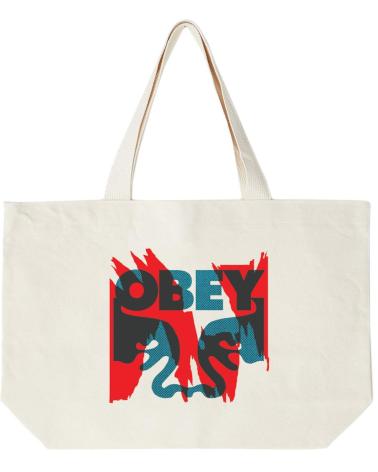 OBEY TORN POSTERS ICON TOTE BAG NATURAL MULTICOLOR MULTICOLOR