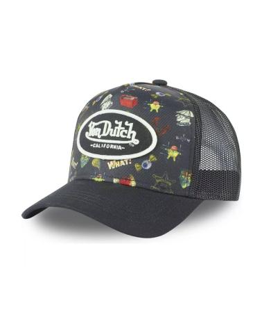 BONÉ TRUCKER VON DUTCH CARTOON PRETO COM ESTAMPADO MULTICOLORIDO NEGRO