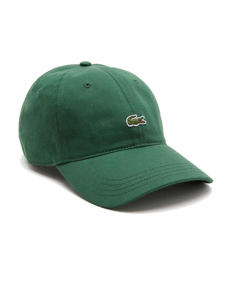 GORRA LACOSTE DE ALGODÓN VERDE CON LOGO DE COCODRILO MULTICOLOR