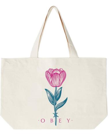 OBEY BORSA TOTE BARBWIRE FLOWER NATURALE MULTICOLORE MULTICOLOR