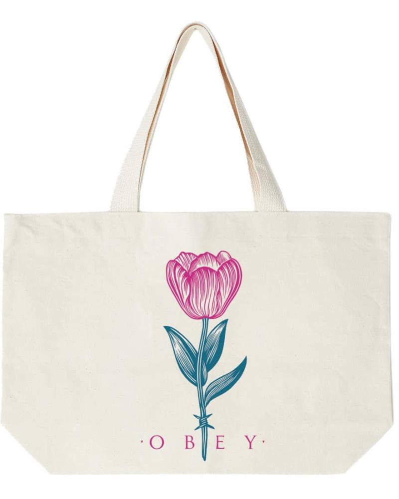 OBEY BORSA TOTE BARBWIRE FLOWER NATURALE MULTICOLORE MULTICOLOR