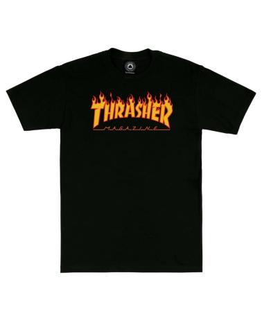 CAMISETA THRASHER FLAME LOGO PRETA MULTICOLOR