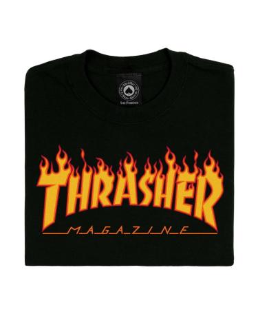 CAMISETA THRASHER FLAME LOGO PRETA MULTICOLOR