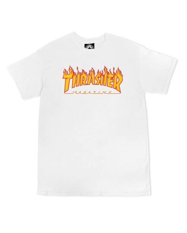 CAMISETA THRASHER FLAME LOGO BRANCA MULTICOLOR