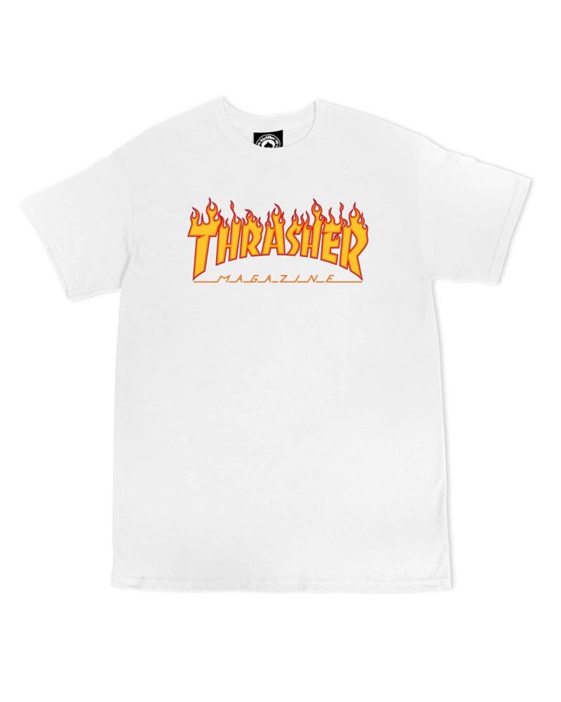 CAMISETA THRASHER FLAME LOGO BRANCA MULTICOLOR