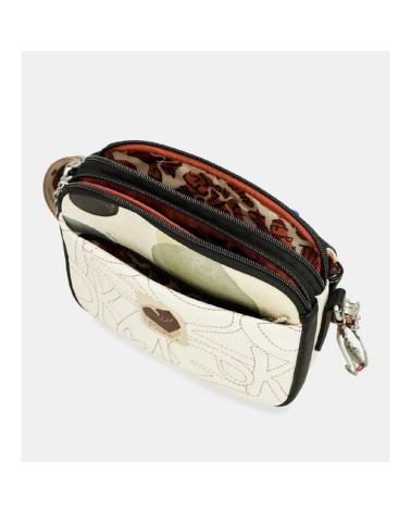 ANEKKE BOLSO BANDOLERA 40723-349 CON SOLAPA TROQUELADA Y ESTAMPADO ABSTRACTO BLANCO