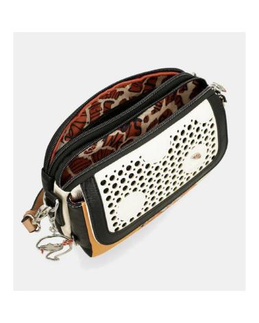 ANEKKE BOLSO BANDOLERA 40723-349 CON SOLAPA TROQUELADA Y ESTAMPADO ABSTRACTO BLANCO