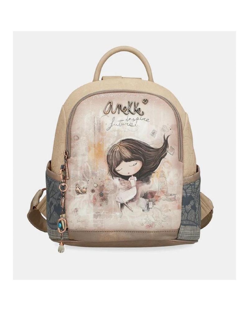 MOCHILA ANEKKE 40805-283 COM ILUSTRAÇÃO INSPIRADORA BEGE BEIGE