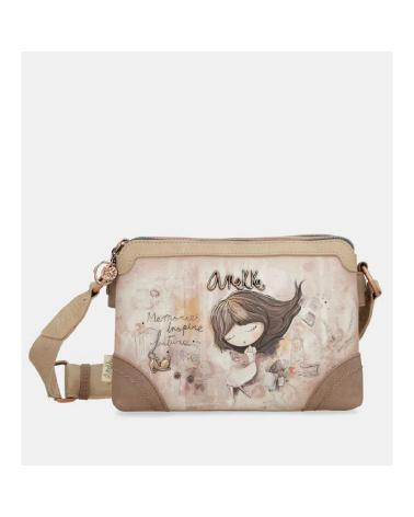 BOLSO BANDOLERA ANEKKE 40803-160 BEIGE CON DISEÑO ILUSTRADO BEIGE