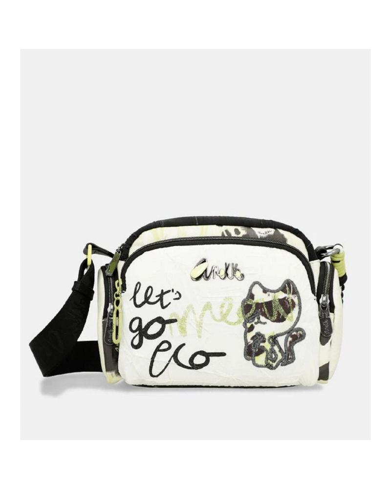 BOLSA A TIRACOLO ANEKKE BRANCA MODELO 40873-213 COM DESIGN GRÁFICO E CHARM BLANCO