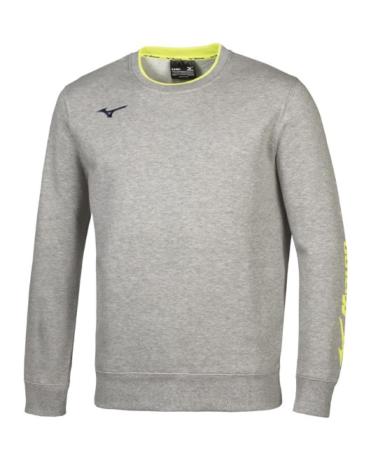 MIZUNO TEAM SWEATSHIRT GRAU MIT NEONGELBEN AKZENTEN GRIS