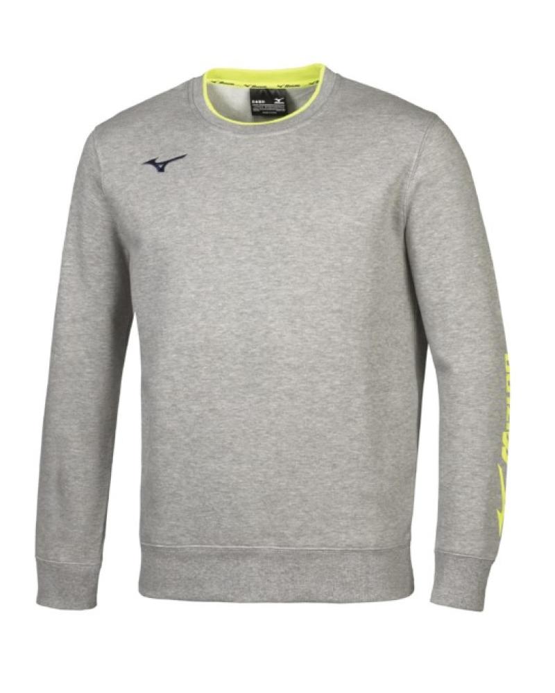 MIZUNO TEAM SWEATSHIRT GRAU MIT NEONGELBEN AKZENTEN GRIS