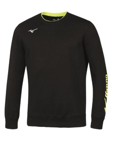 MIZUNO TEAM SWEATSHIRT SCHWARZ MIT NEONGELBEN AKZENTEN NEGRO