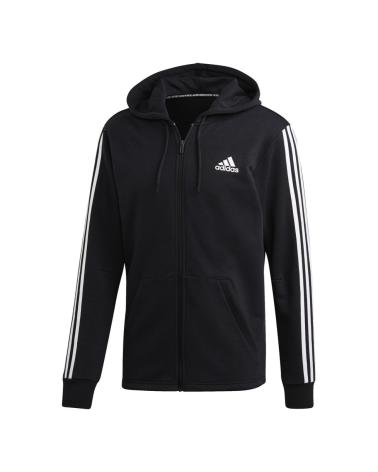 SUDADERA CON CAPUCHA ADIDAS MUST HAVE 3S FULL-ZIP FRENCH TERRY NEGRA NEGRO