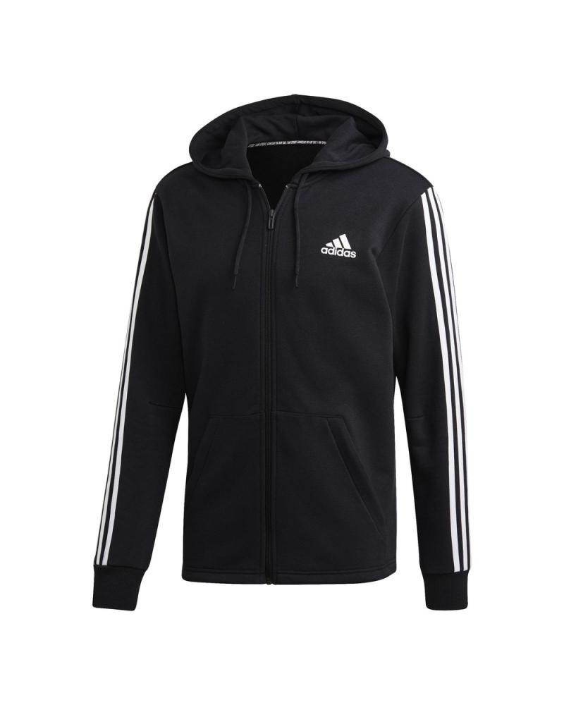 ADIDAS MUST HAVE 3S FULL-ZIP FRENCH TERRY KAPUZENPULLOVER SCHWARZ NEGRO