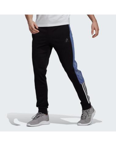 PANTALONI ADIDAS ESSENTIALS NERI CON DETTAGLI BLU CREW BLACK - CREW BLUE