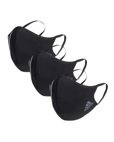 ADIDAS 3ER-PACK WIEDERVERWENDBARE MASKEN MIT 3 STREIFEN SCHWARZ NEGRO