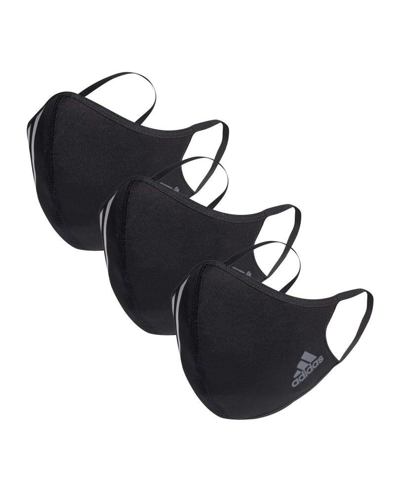 ADIDAS 3ER-PACK WIEDERVERWENDBARE MASKEN MIT 3 STREIFEN SCHWARZ NEGRO