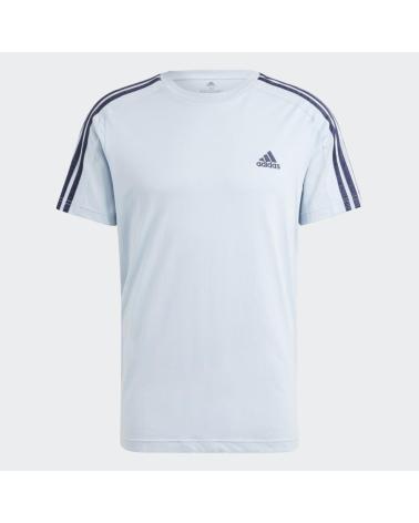 T-SHIRT ADIDAS IN COTONE AZZURRO CON 3 STRISCE AZUL MARINO-VERDE