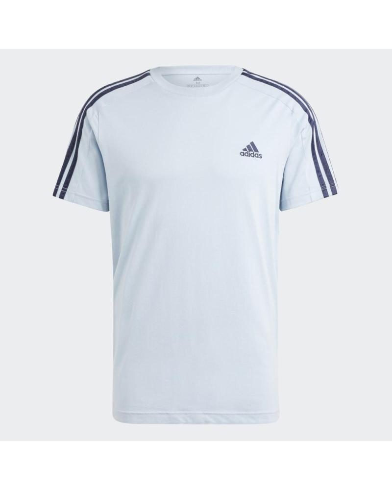 T-SHIRT ADIDAS IN COTONE AZZURRO CON 3 STRISCE AZUL MARINO-VERDE