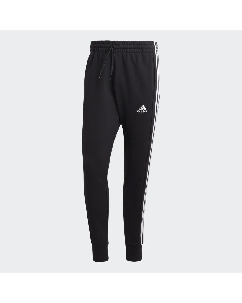 CALÇAS ADIDAS ESSENTIALS FRENCH TERRY TAPERED CUFF 3 RISCAS PRETO NEGRO