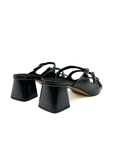 Home-KESLEM-BLACK KESLEM M5371B MULES WITH DOUBLE STRAP AND BUCKLES-NEGRO