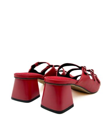 MULES KESLEM M5371B ROSSE CON TACCO BLOCCO ROJO