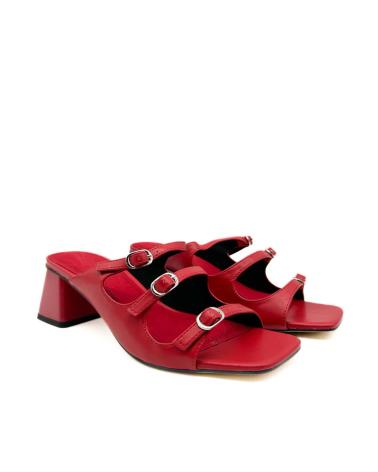 MULES KESLEM M5371B ROSSE CON TACCO BLOCCO ROJO