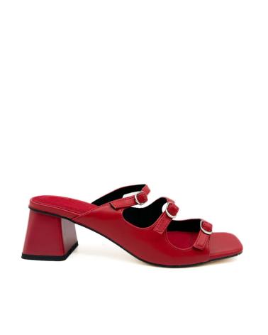 MULES KESLEM M5371B ROSSE CON TACCO BLOCCO ROJO